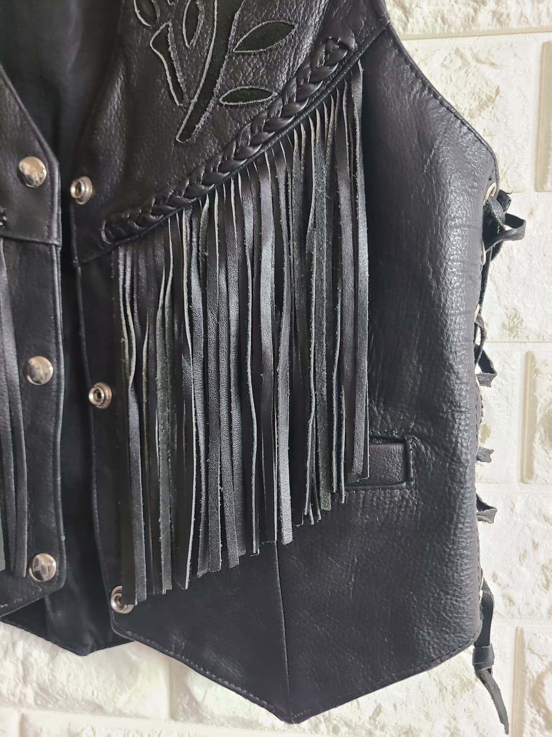 BARNEY'S LEATHER 프린지 가죽 베스트 블랙(55) 상품이미지3