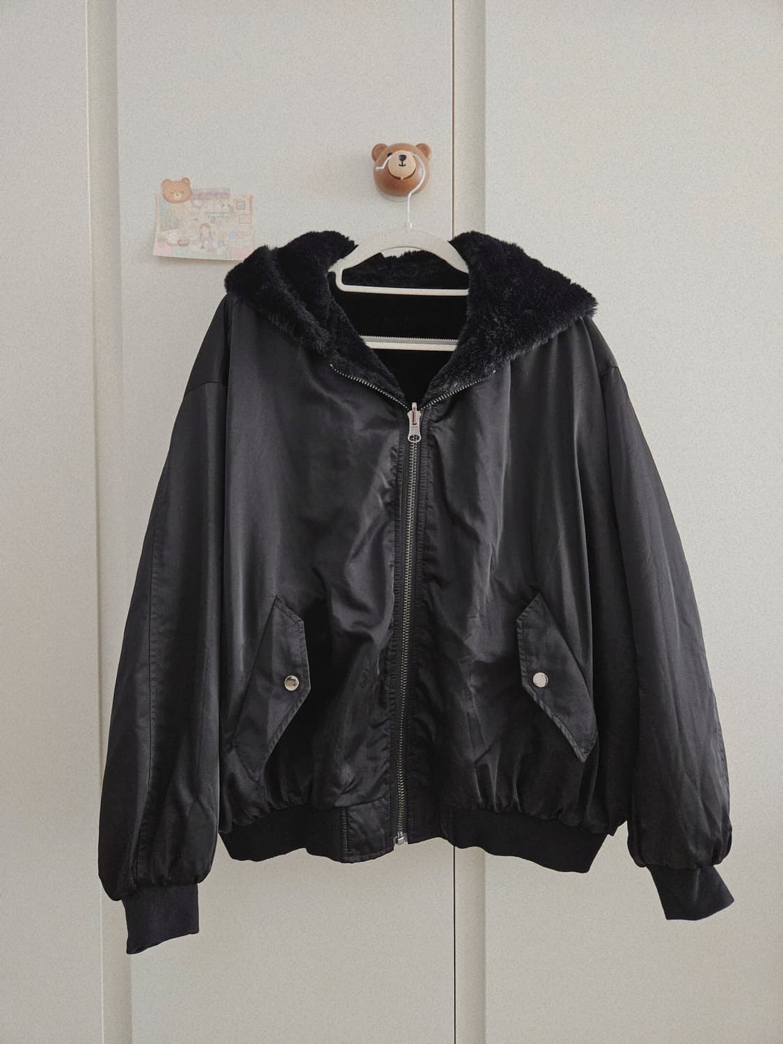 리버시블 퍼 후드집업 점퍼 상품이미지2