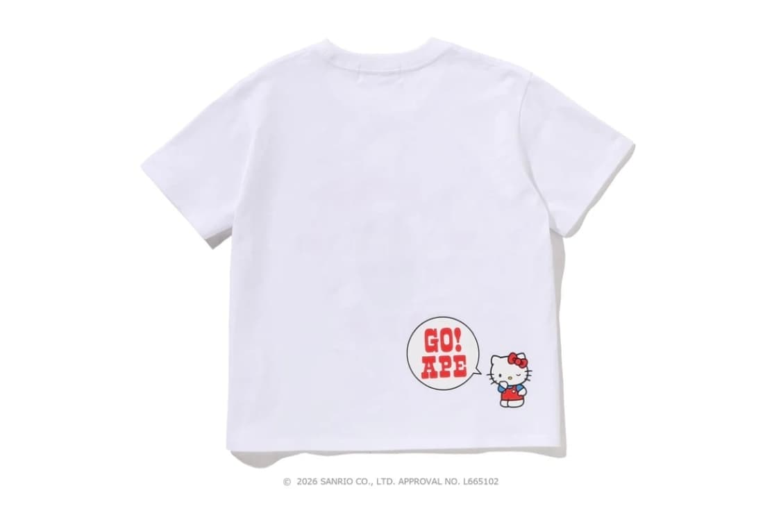 베이프정품 M 산리오 헬로키티 콜라보 컬리지 미니 티 상품이미지3