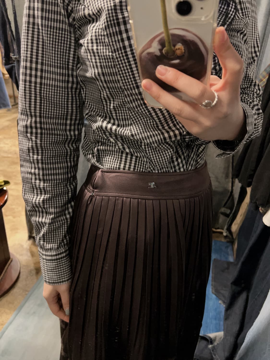 25-26inch ) Courreges Pleated Lace Skirt 상품이미지4