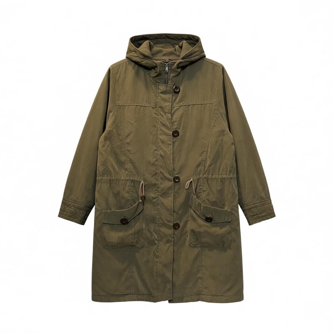 JPN VINTAGE 후드 필드 파카 허리 스트링 털안감 디테일 카키 상품이미지1