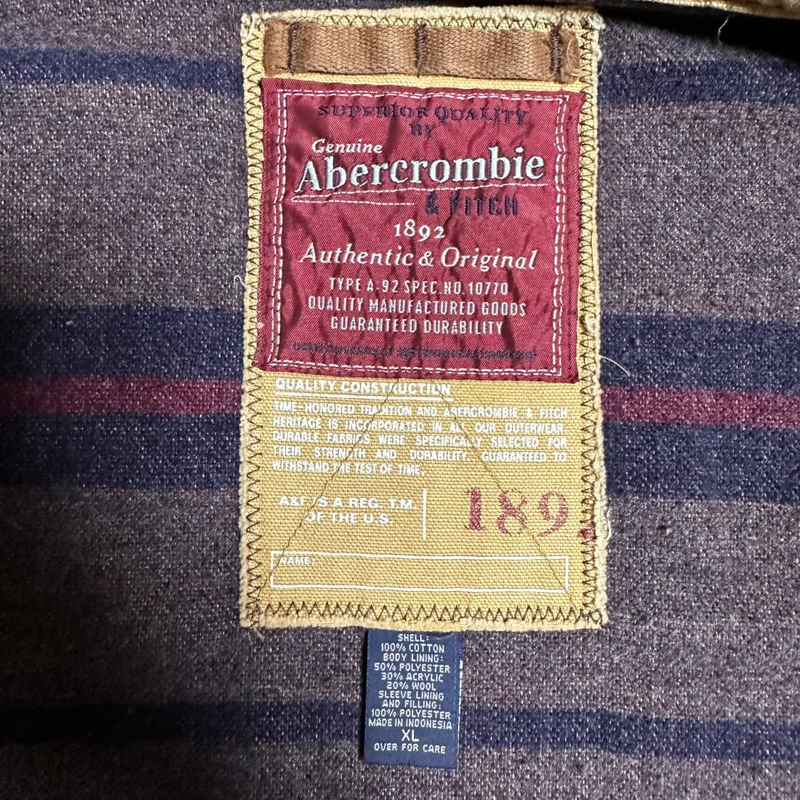 빈티지 아베크롬비 디트로이트 워크자켓 XL 상품이미지5