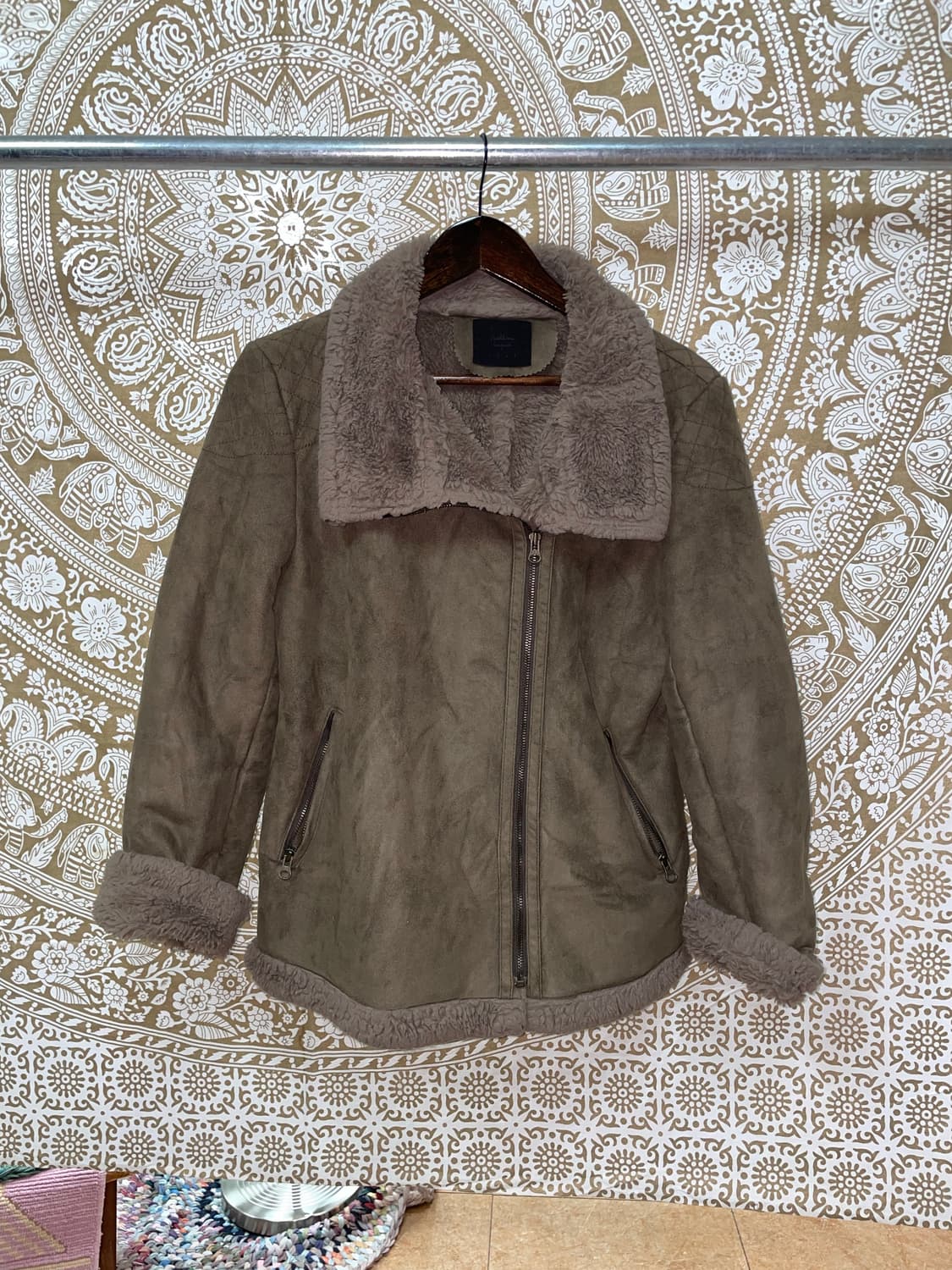 빈티지 여성 스웨이드 카키 무스탕 자켓  상품이미지3