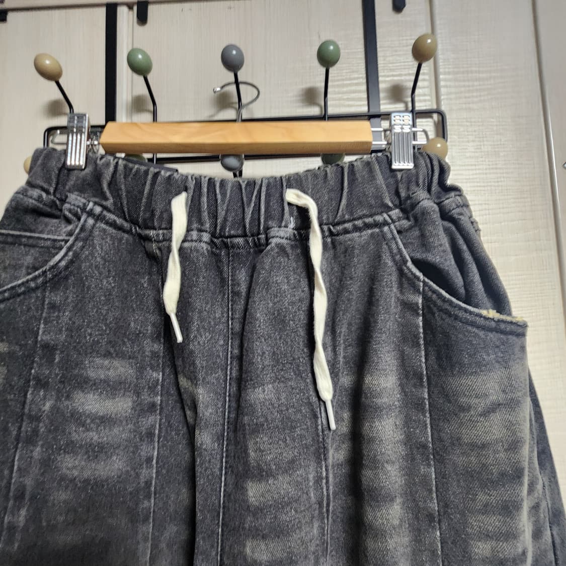 흑청 워싱 데미지 와이드 벌룬 팬츠 (F) 새상품 상품이미지5