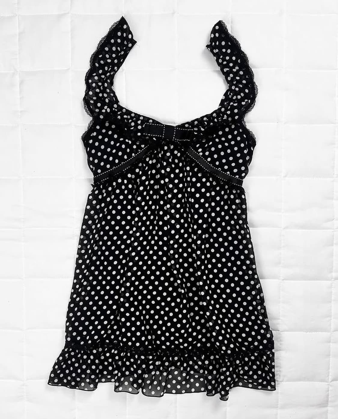 트랄라라 도트 리본 캐미솔 빈티지 리즈리사 라떼히메갸루 탑 슬리브리스 상품이미지1