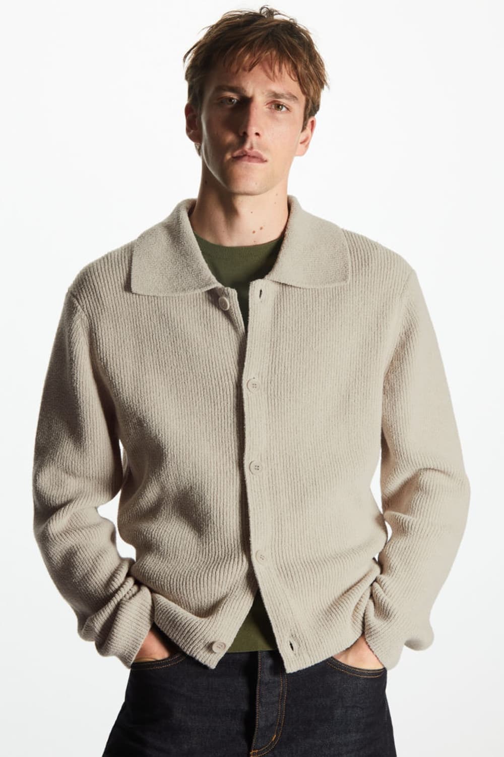 COS 부클레 니트 가디건 베이지 L사이즈 상품이미지2