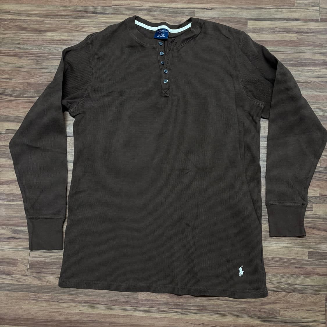 폴로 랄프로렌 다크 브라운 헨리넥 와플 긴팔 티셔츠 상품이미지1