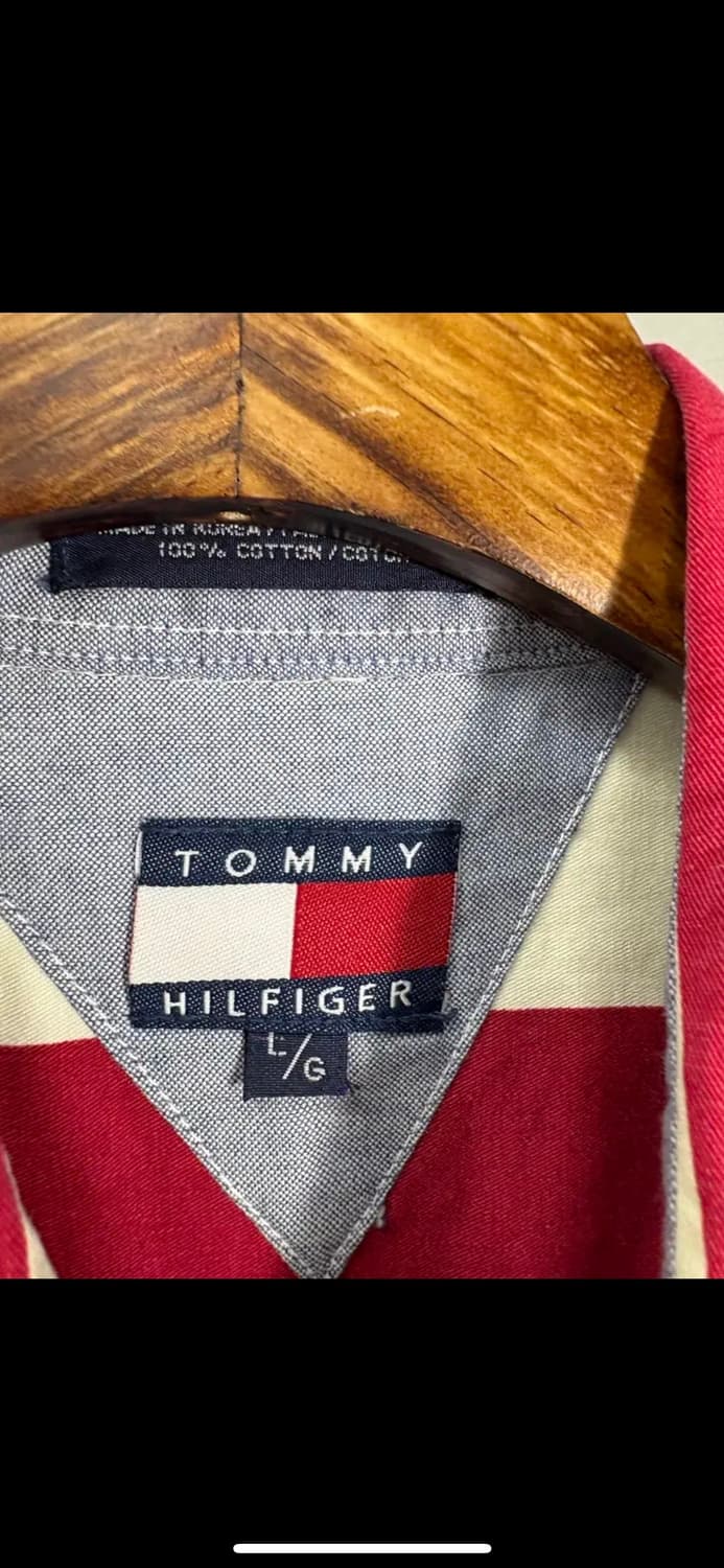 타미힐피거 자수로고 포켓 스트라이프 카라넥 셔츠 H1143 상품이미지6