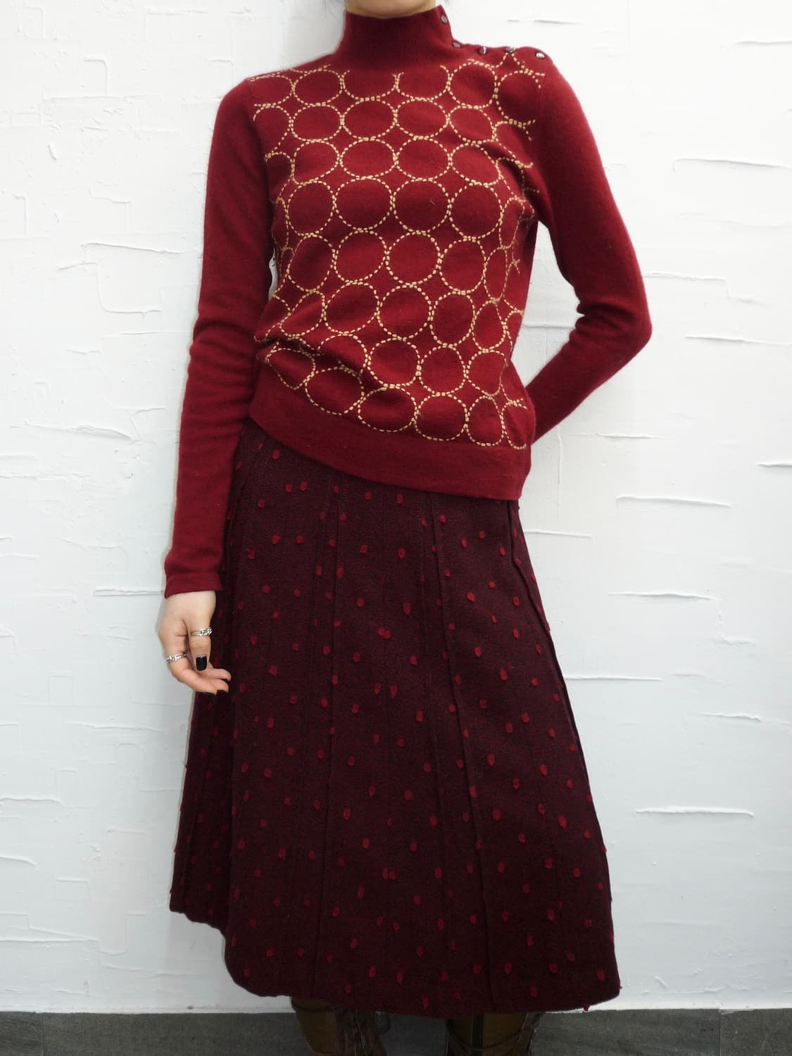 Dot buttons red knit 상품이미지5