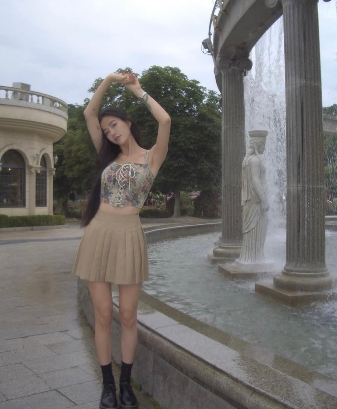 [새상품/2]페일제이드 자가드 플라워 코르셋 뷔스티에 슬리브리스 나시 상품이미지6