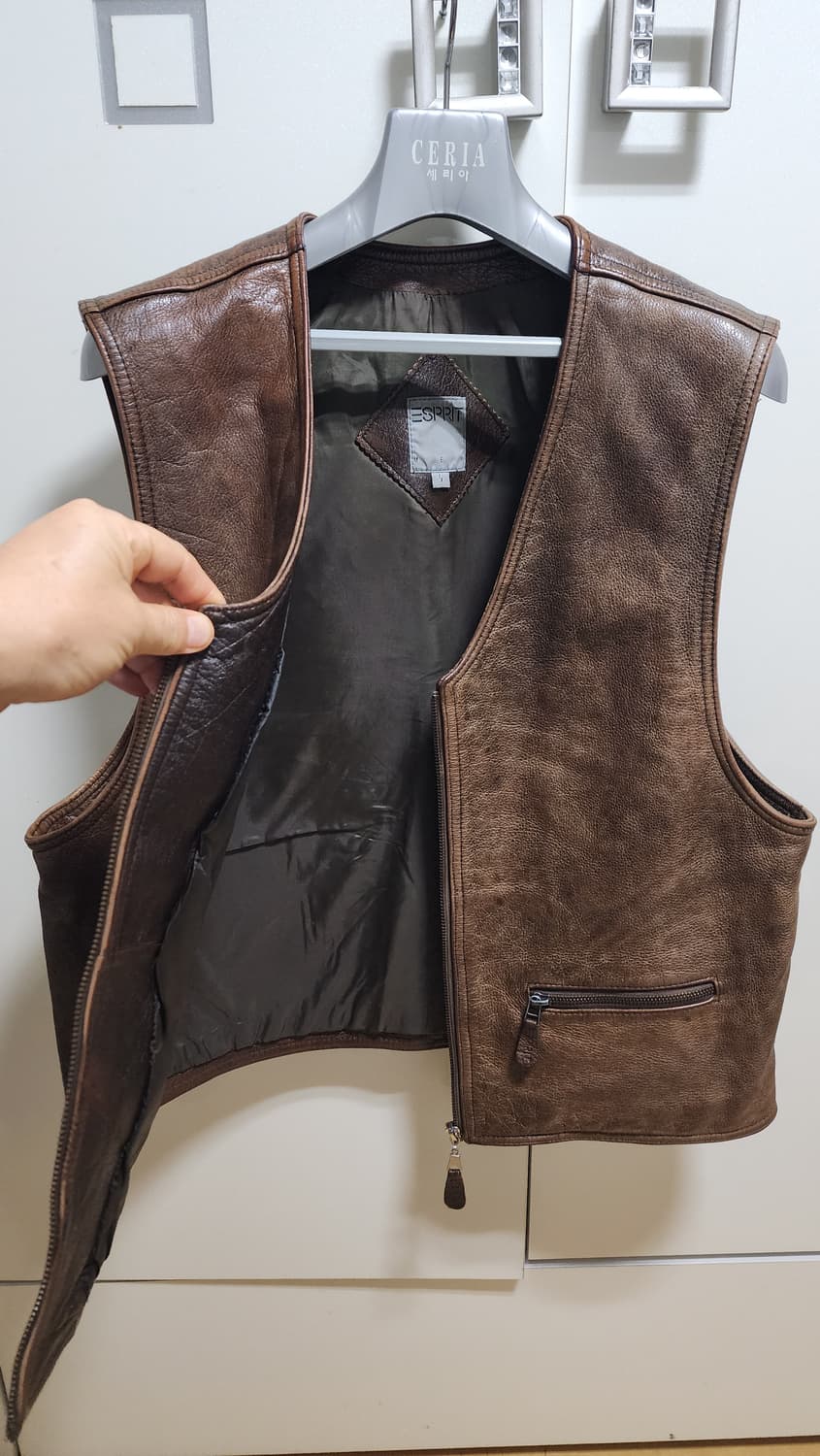 90's Esprit 빈티지 브라운 가죽 조끼 상품이미지5
