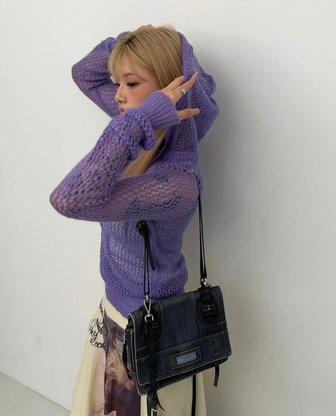 ARMANI EXCHANGE 퍼플 니트 후드티  상품이미지1