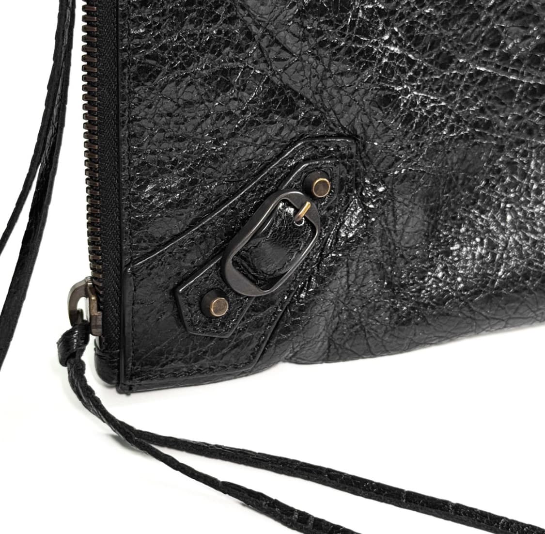 [L] 발렌시아가 모터 시티 클래식 클립 레더 클러치 파우치 라지 블랙 상품이미지4