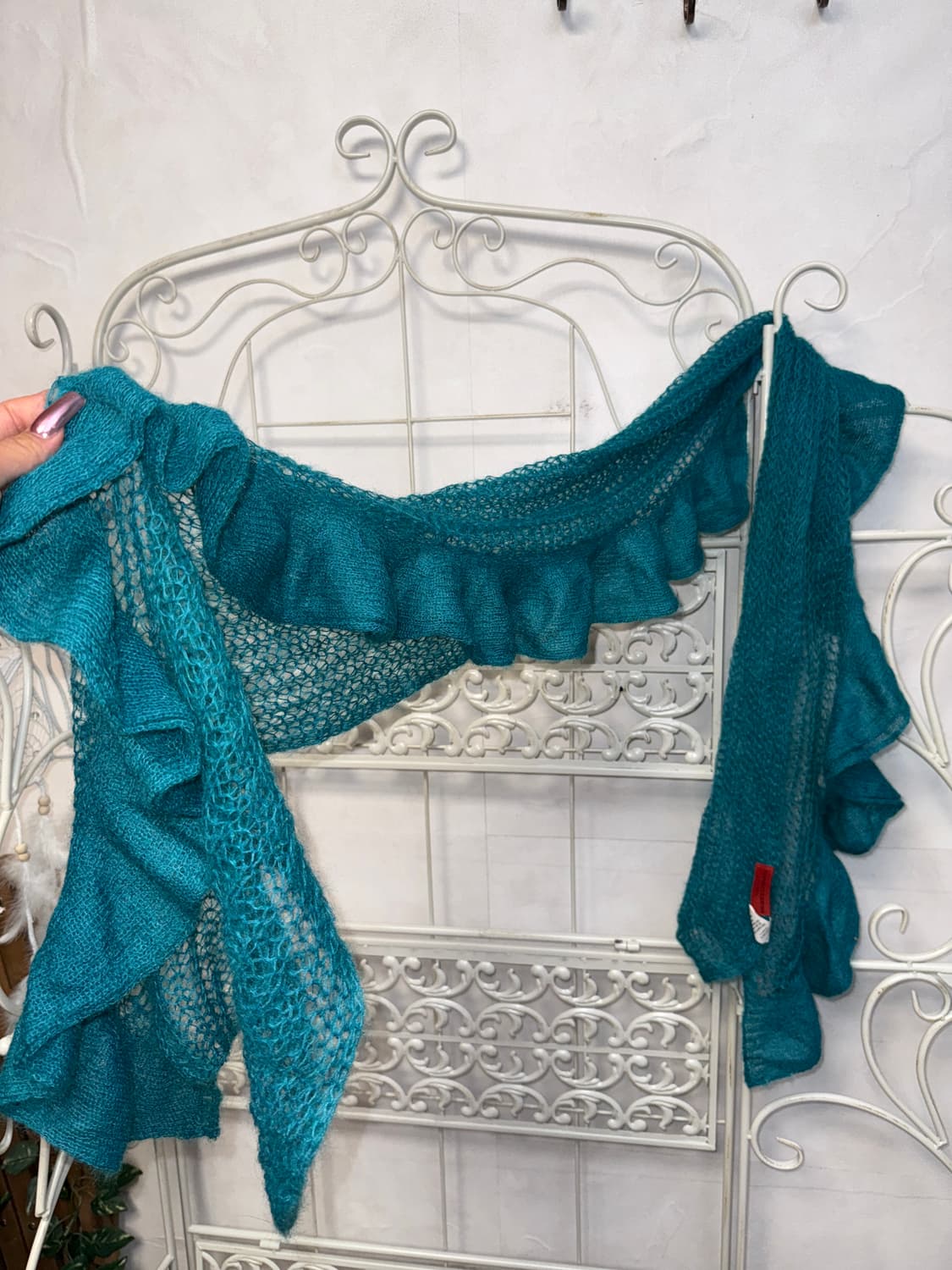 Blue green ruffle knit muffler 상품이미지1