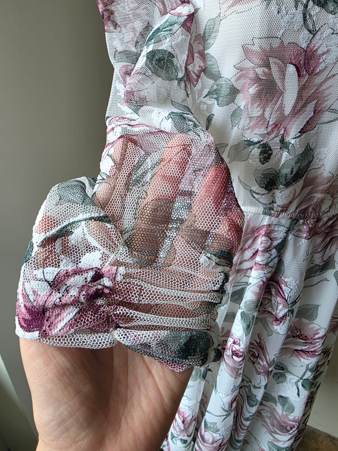 플라워 시스루 퍼프 롱 원피스 상품이미지3