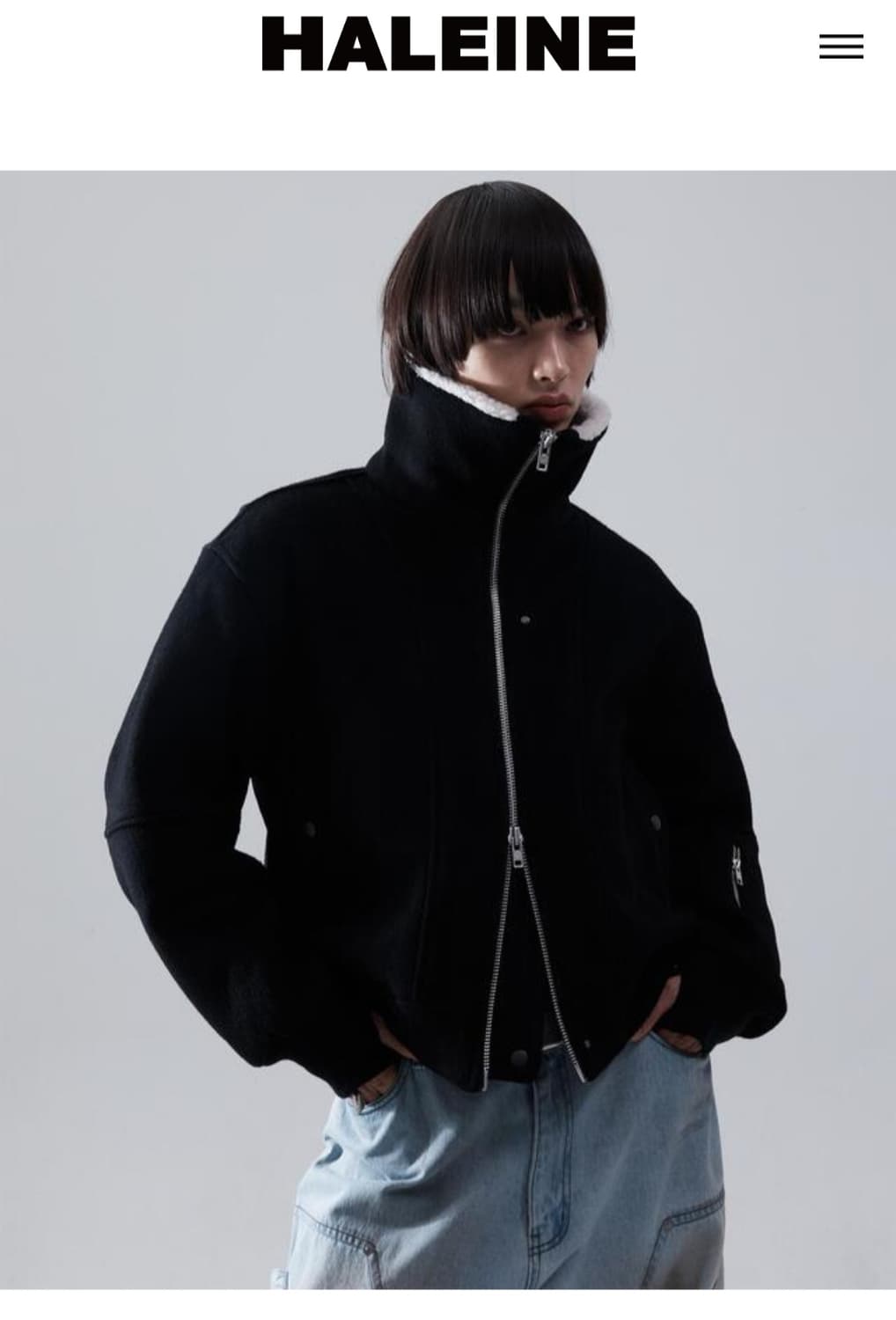 알렌느 하이넥 크롭드 울 블루종 1사이즈 상품이미지1