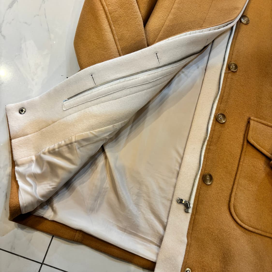 빈티지무드 롱코트 털후드 코트 진베이지코트 모리 니혼진 상품이미지2