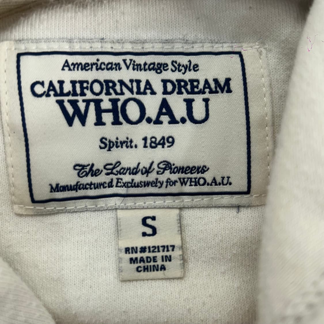 Who A U 후아유 2-way 네이비 로고 아이보리 후드집업 상품이미지5