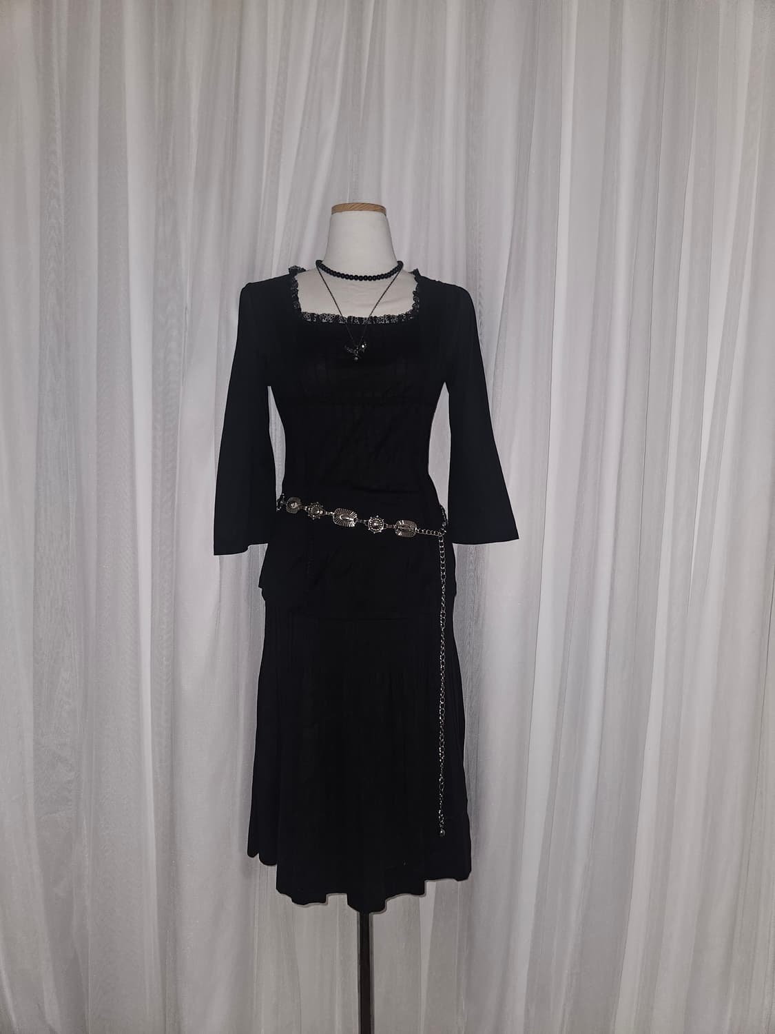 vingt-trois 공겜 히메 세무 플리츠 미디 스커트 상품이미지1