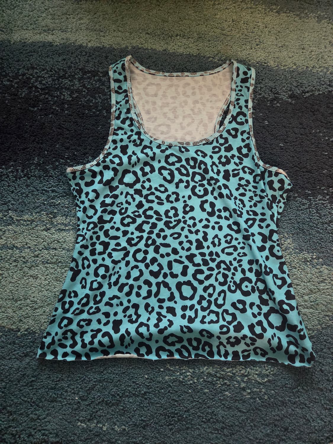 구매시 덤) y2k 캐주얼 호피 나시 민트초코칼라 상품이미지1