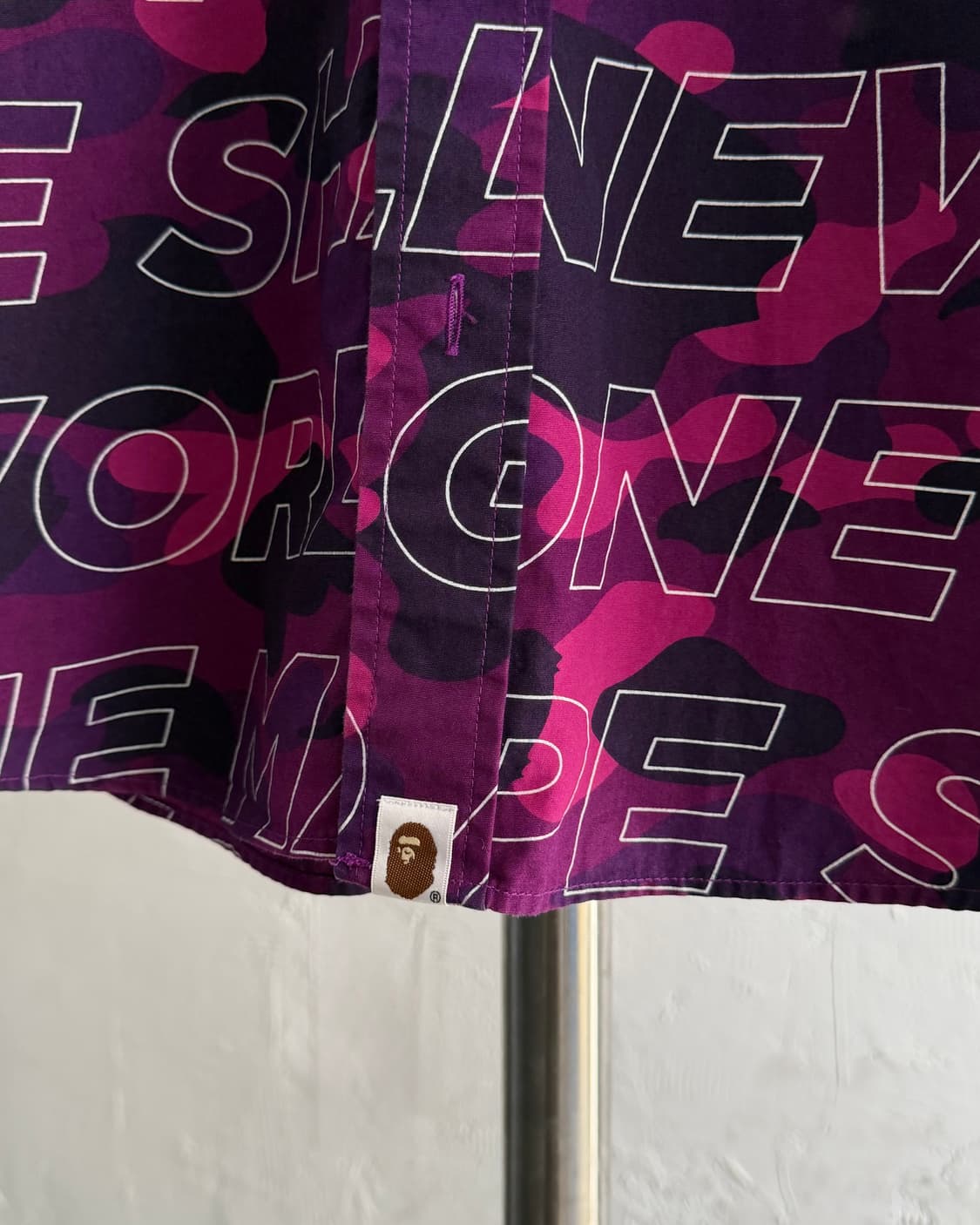 Bape 베이프 텍스트 카모 퍼플 피케 반팔 셔츠 상품이미지8