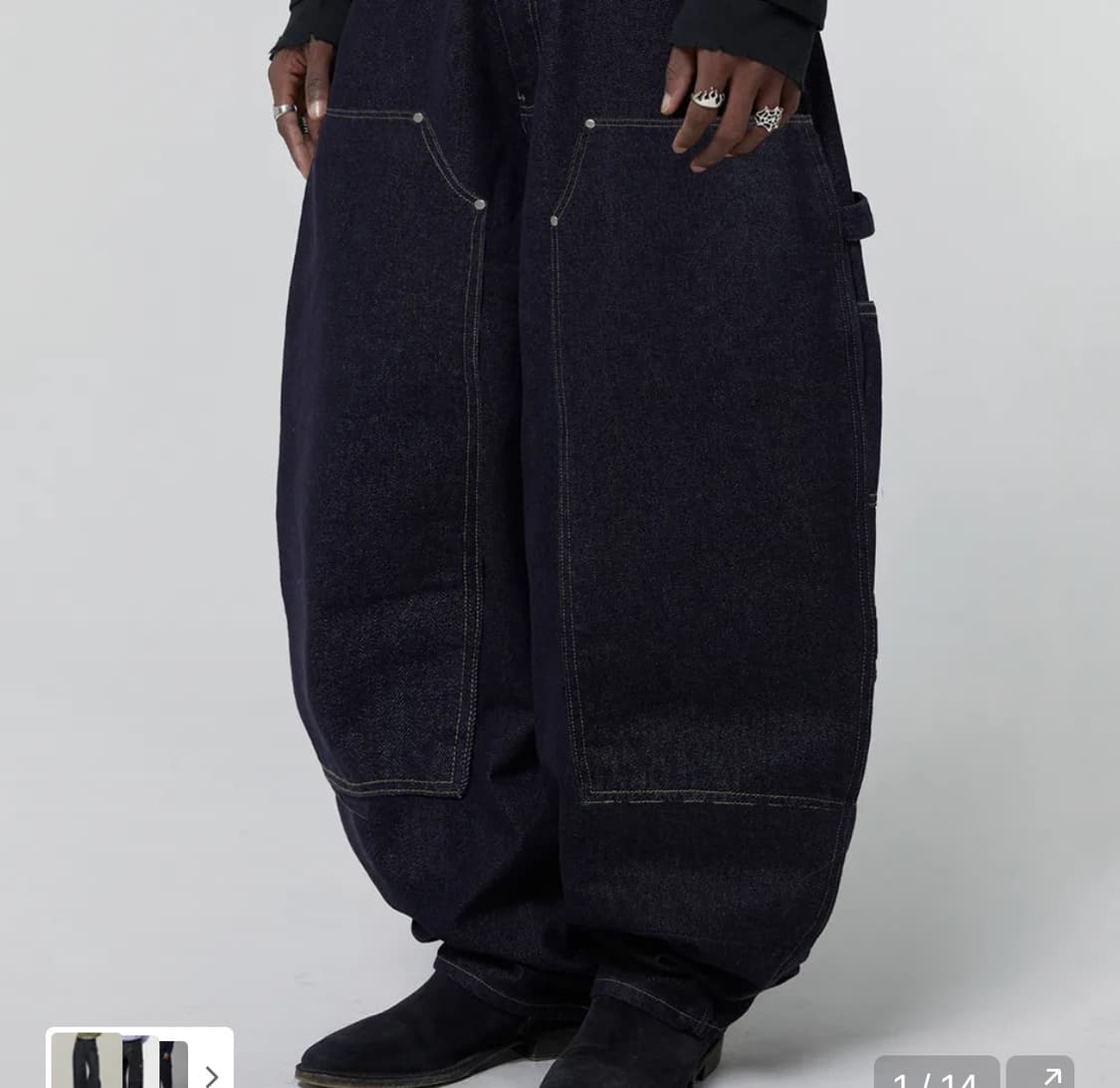 스웨이드 생지 CURVED DOUBLE 데님팬츠 [RAW INDIGO] 상품이미지2