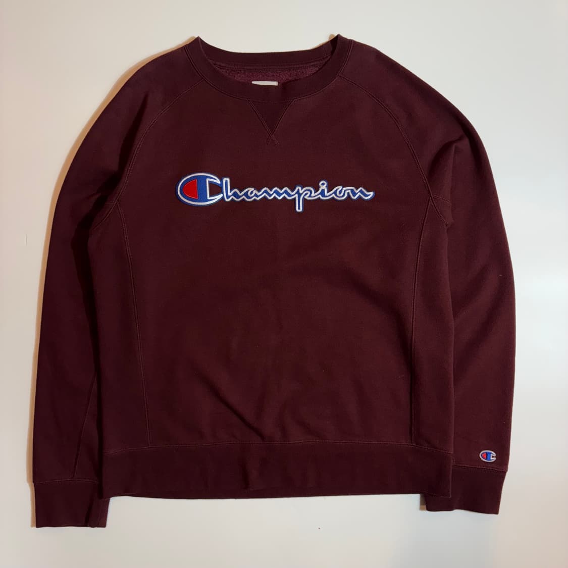 챔피온 빅 로고 버건디 맨투맨 상품이미지1