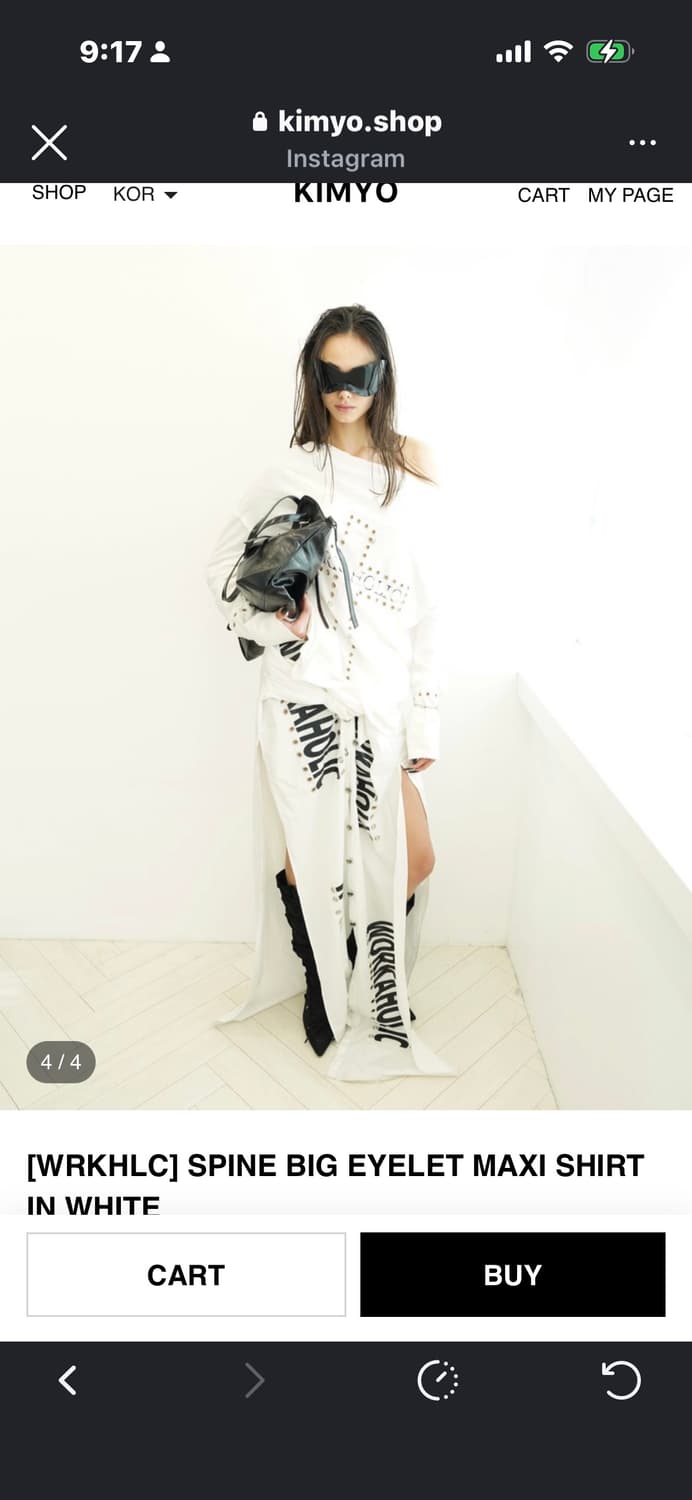 [WRKHLC] SPINE BIG EYELET MAXI SHIRT IN  상품이미지1