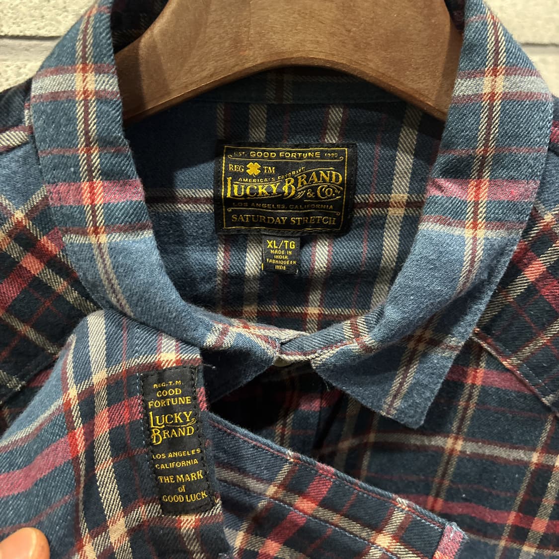 USA VINTAGE 볼드 타탄체크 플란넬 셔츠 웨스턴 요크 디테일 블루 상품이미지6