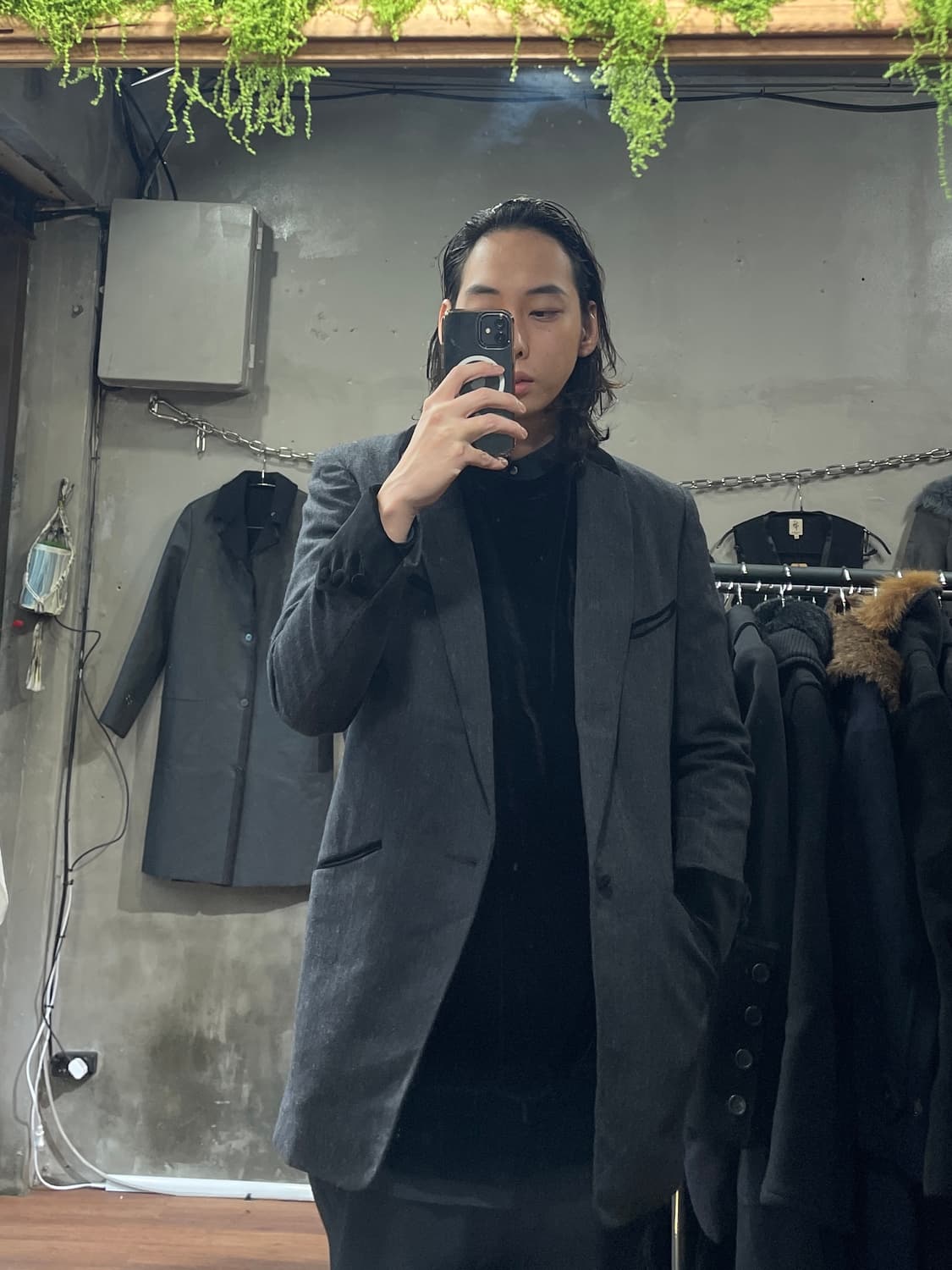 언유즈드 벨벳 트림 체스터 롱 자켓 상품이미지2