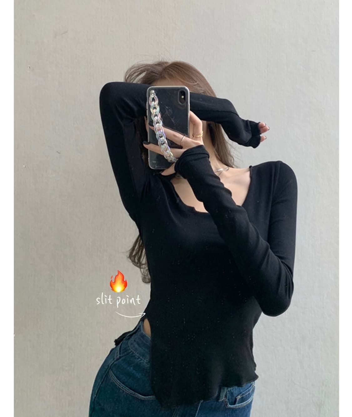 프릴 트임 골지 티셔츠 상품이미지2