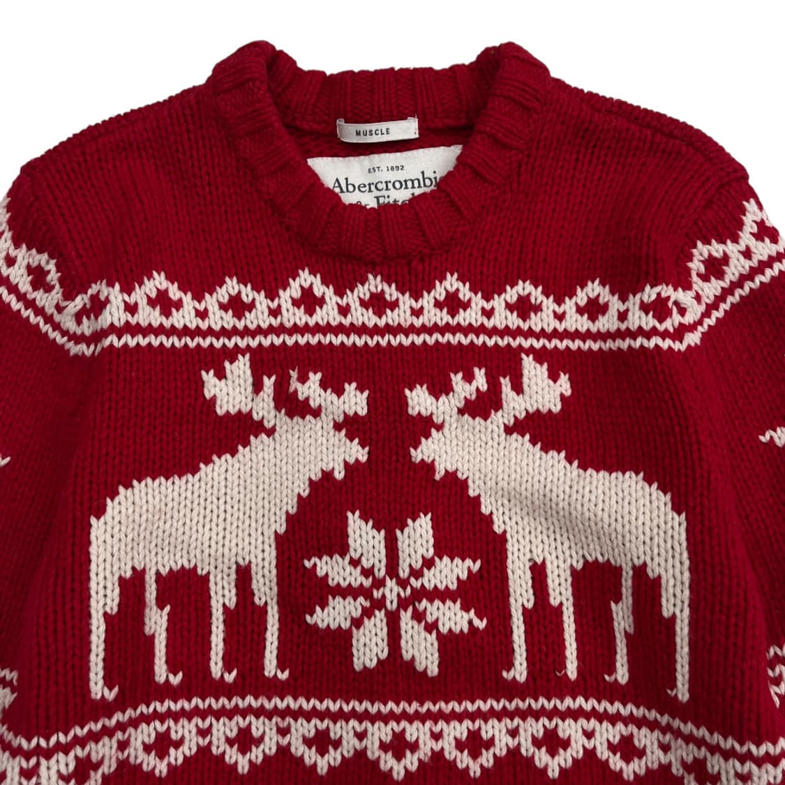 아베크롬비 하트패턴 크리스마스 레드니트 S 상품이미지4