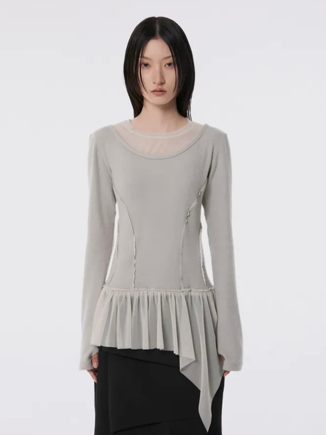 플레어업 레이어드 레이스 프릴 롱슬리브 상품이미지3