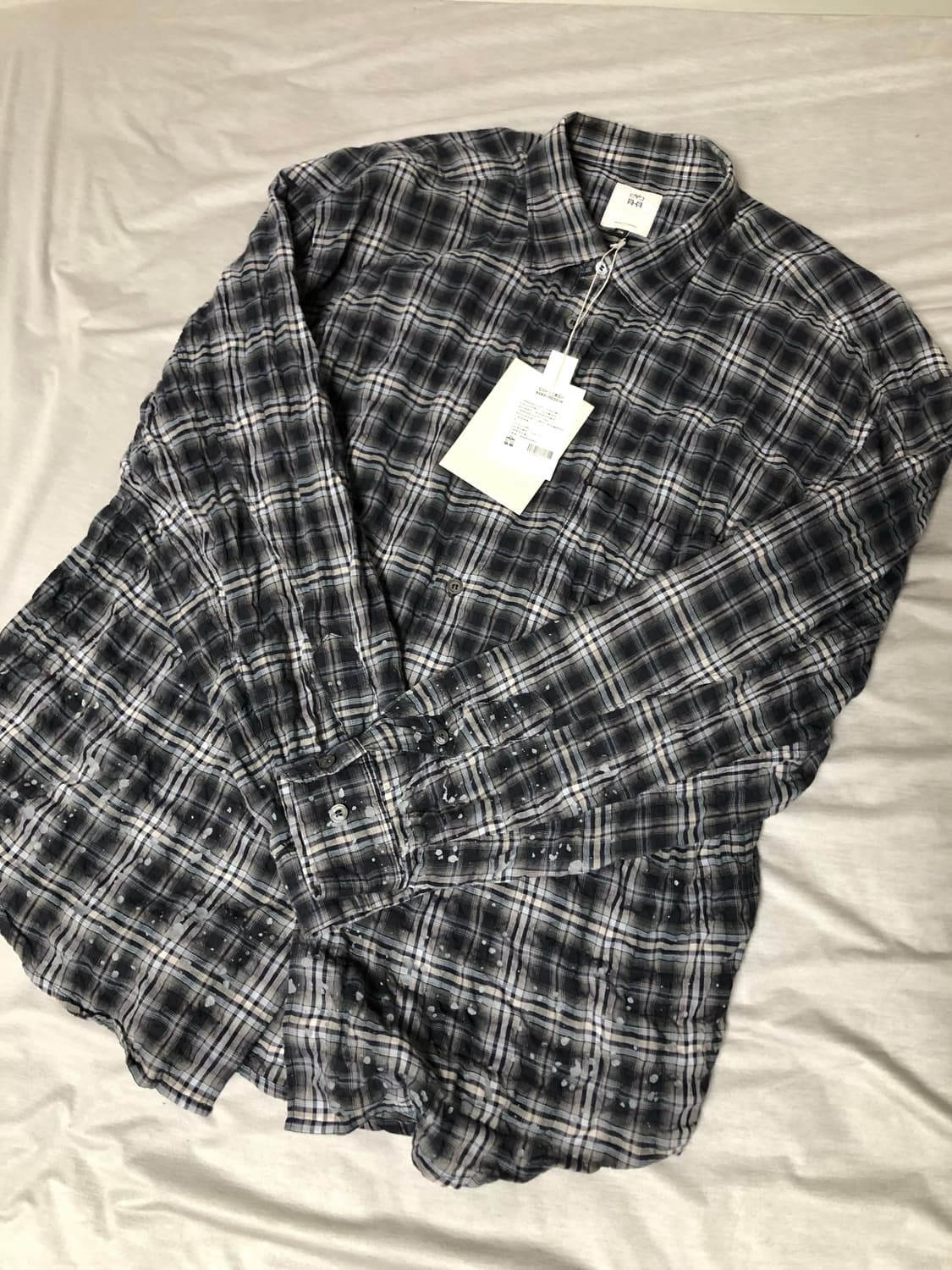 3) 폴리테루 컨트리 체크 셔츠 워시드 네이비 페인티드 상품이미지1