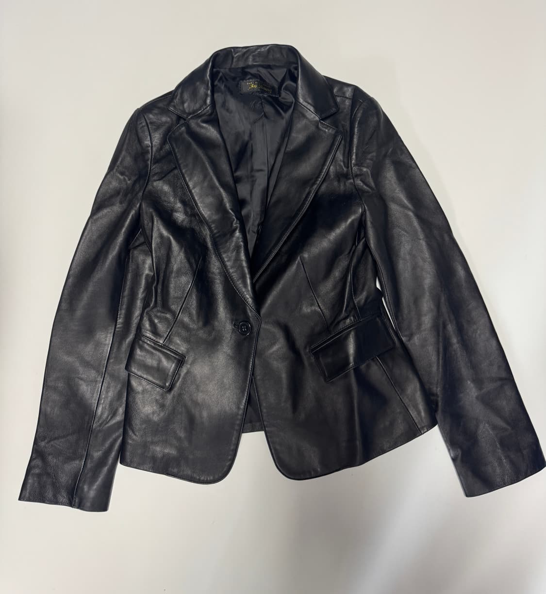 여성 진영모피 원 버튼 리얼 양가죽 자켓 44 Xs 블랙 상품이미지1