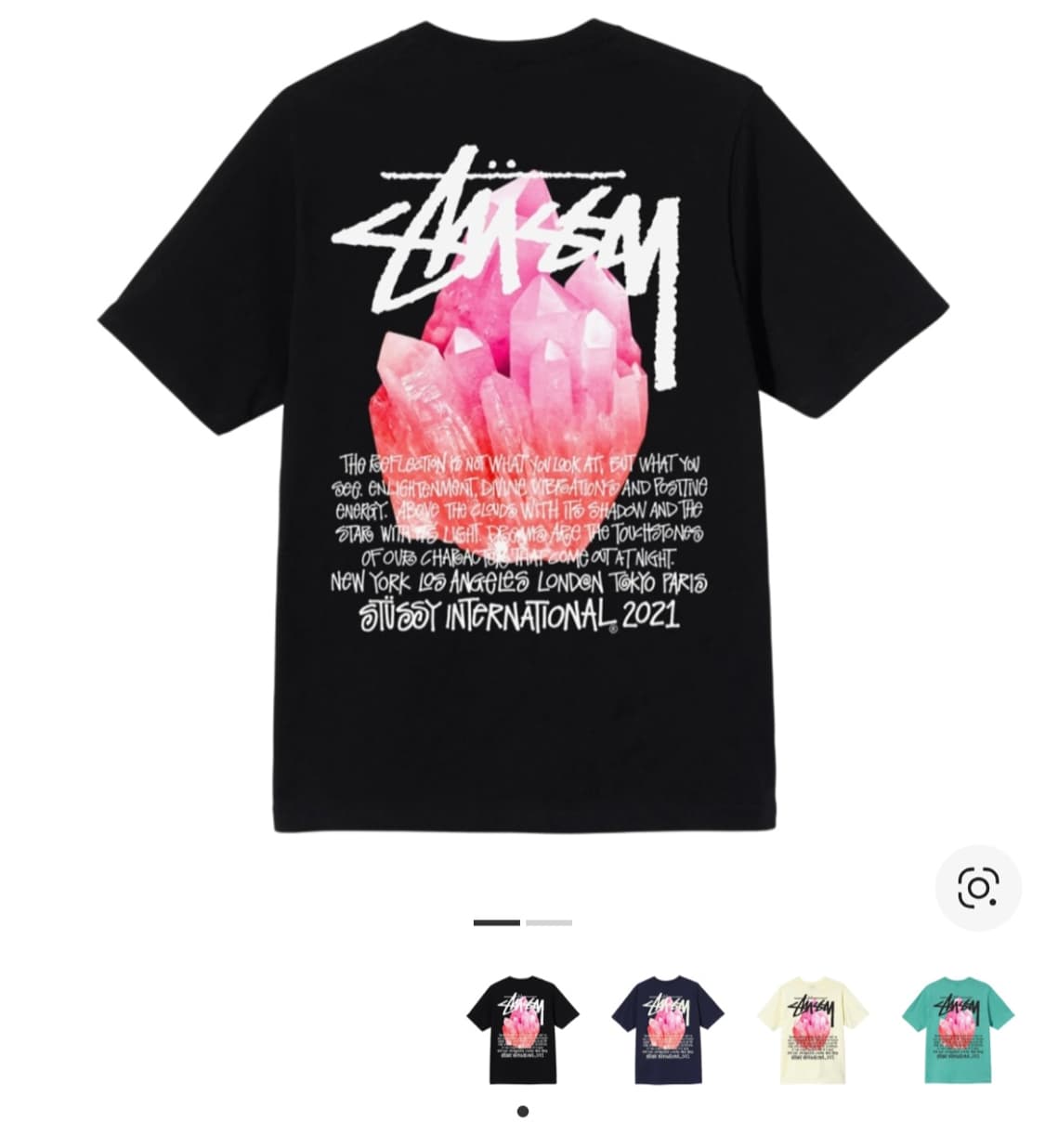 [L]stussy 스투시 리플렉션 자수정 티셔츠 블랙 상품이미지1