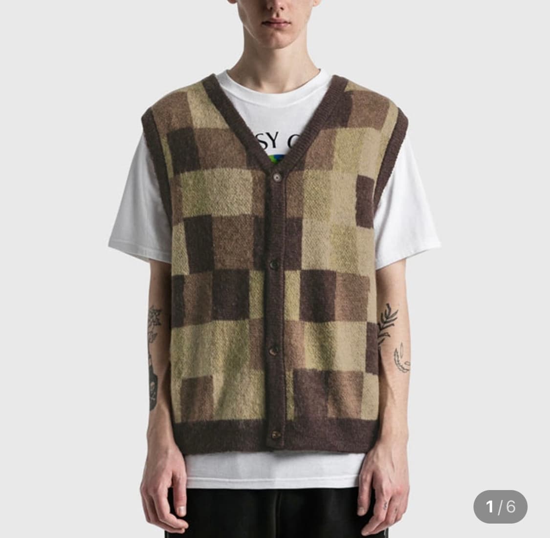 스투시워블리체크스웨터조끼 상품이미지1