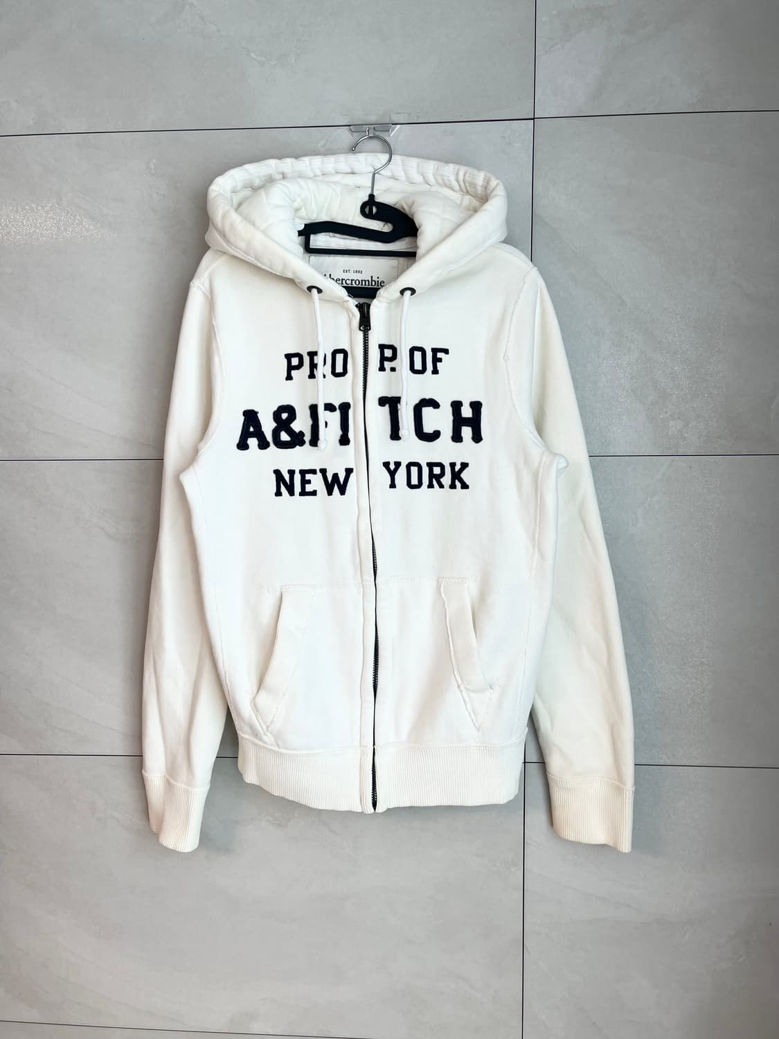 아베크롬비 뉴욕 스펠로고 대장 후드집업 아이보리/화이트 [M]  상품이미지3
