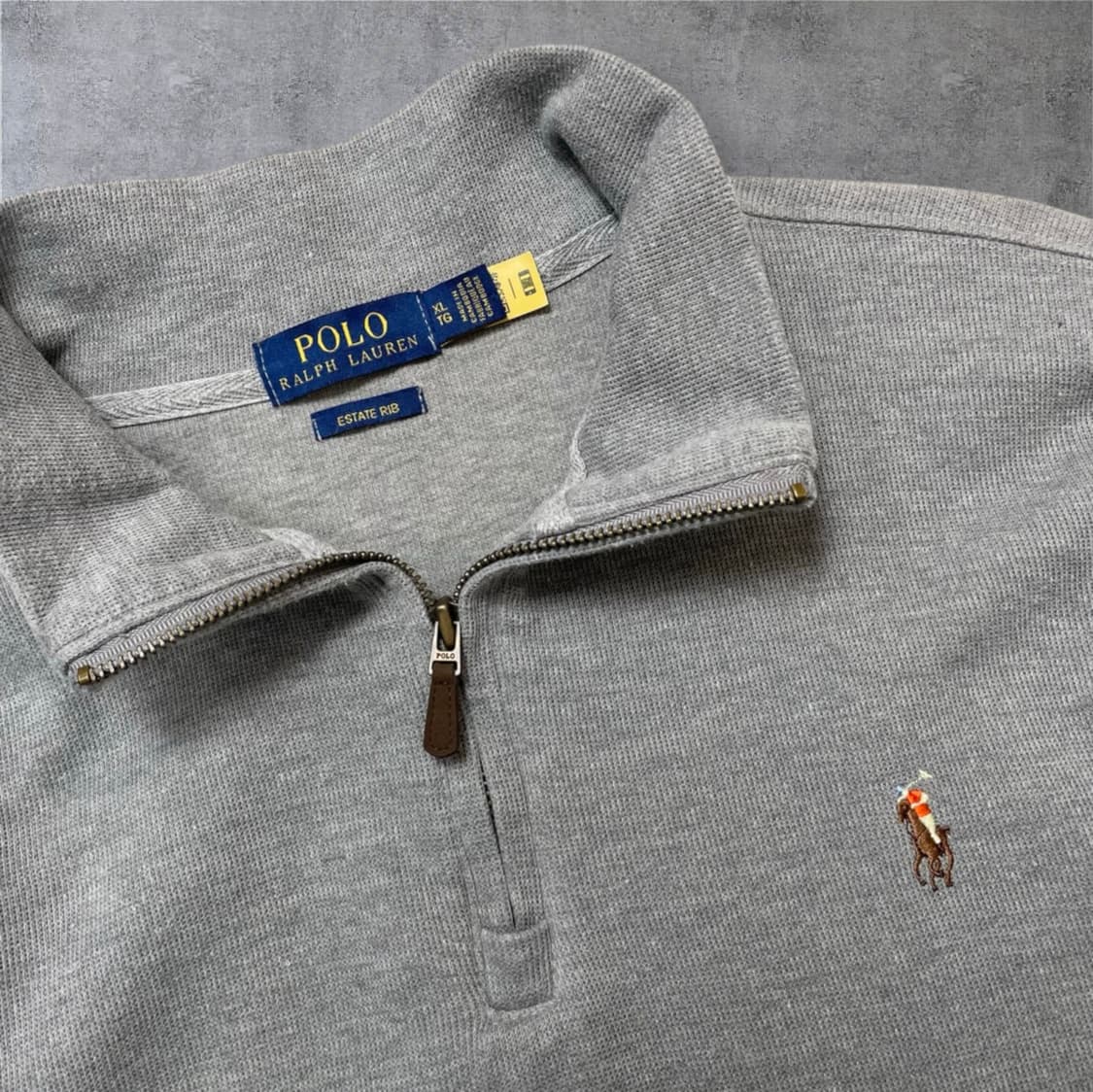 폴로 랄프로렌 그레이 에스테이트 립 하프집업 니트 XL 상품이미지5