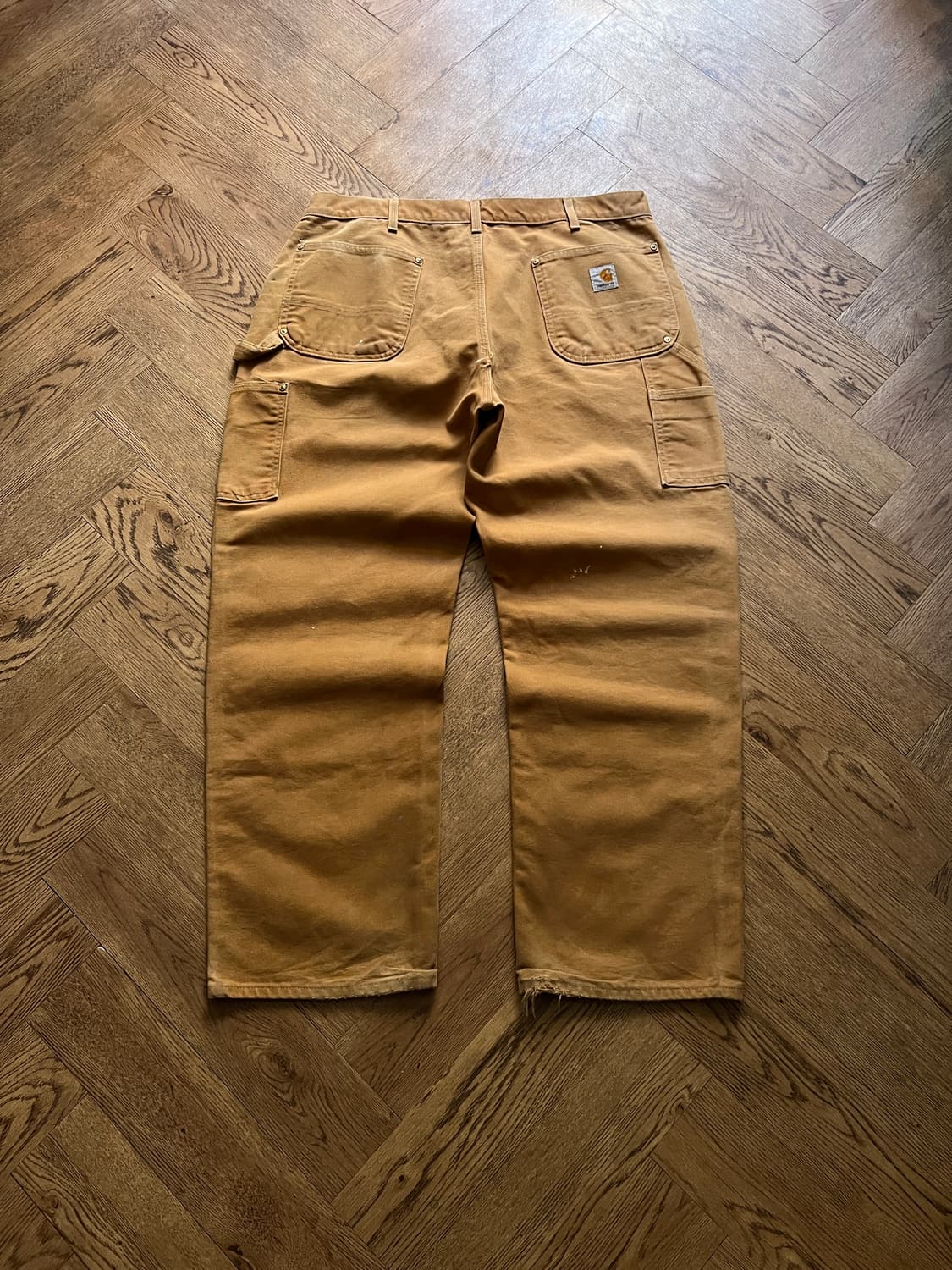 [38]칼하트 Made in USA 빈티지 페인팅 브라운 더블니 워크팬츠 상품이미지2