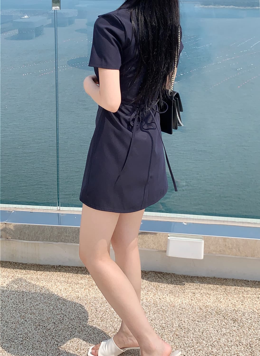 데이로제 자체제작 -3kg 슬림핏 반팔 셔츠 원피스 상품이미지3