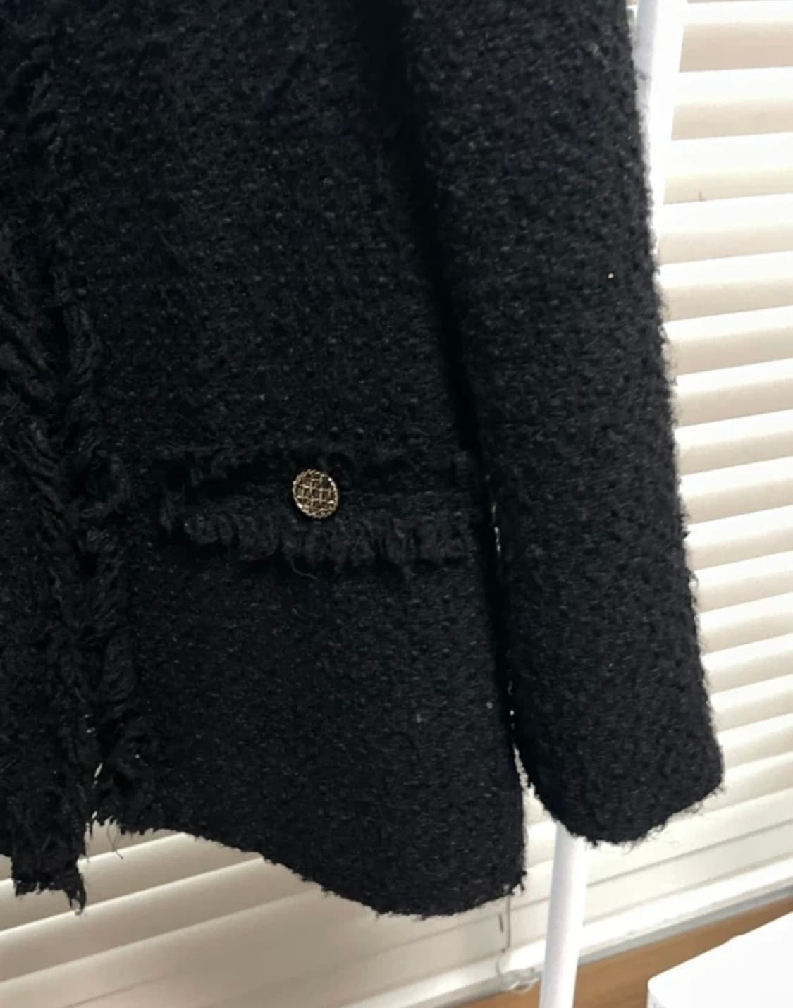 블랙 누빔 롱트위드 자켓 상품이미지5