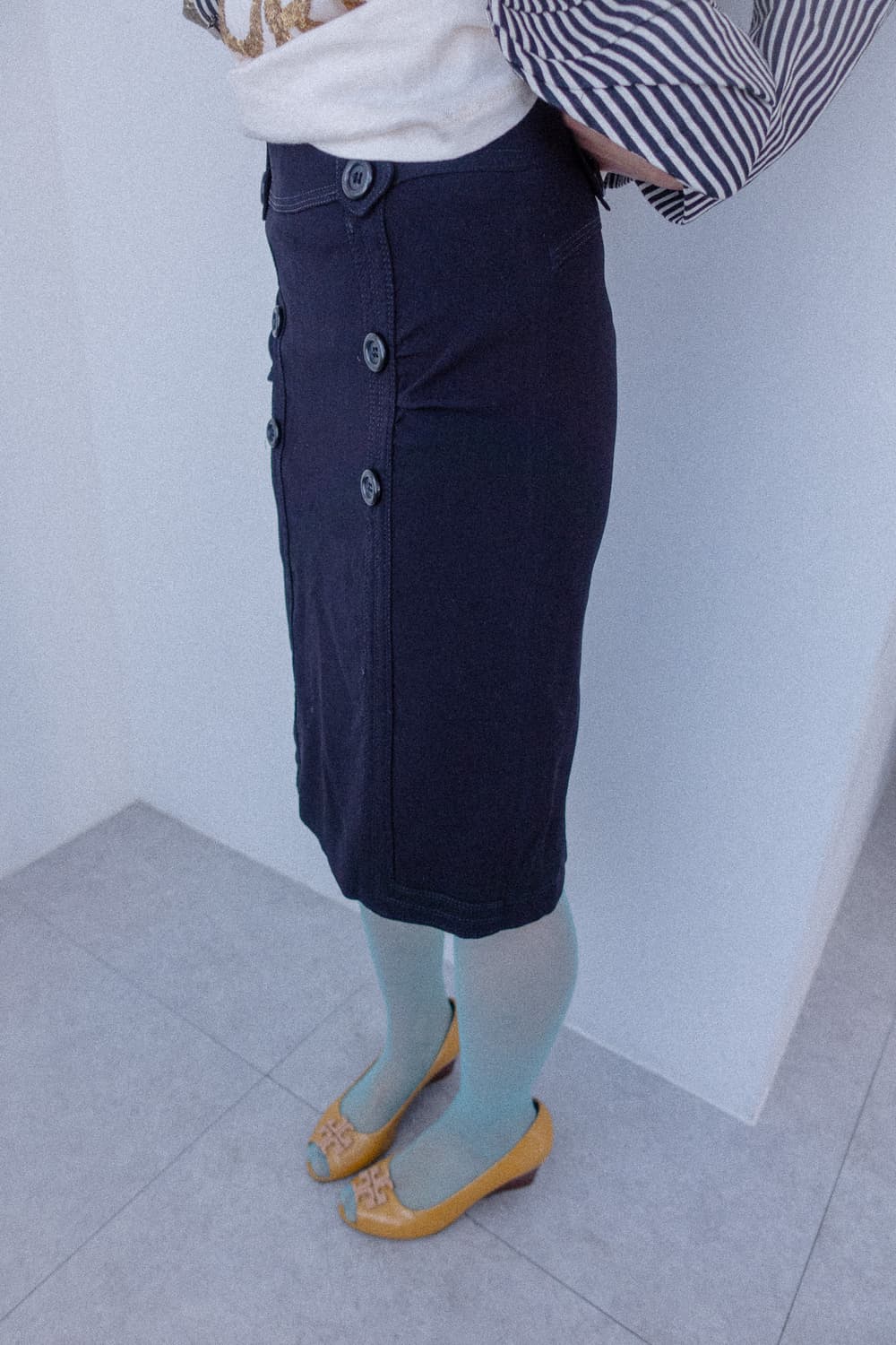 Button shirring midi skirt 상품이미지2