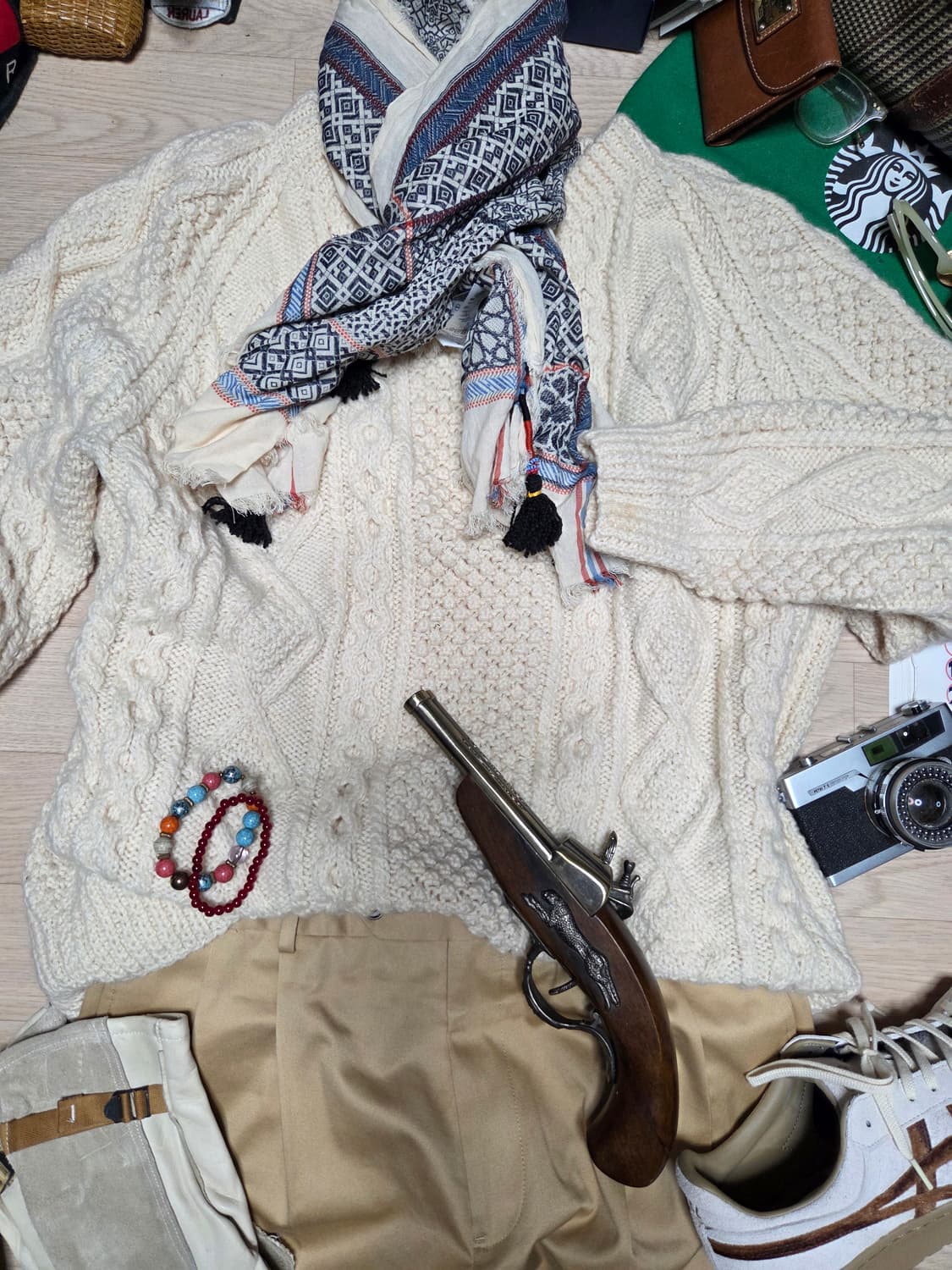 도네갈 아일랜드 크라나 핸드니트 크림 화이트 케이블 니트 스웨터  상품이미지6