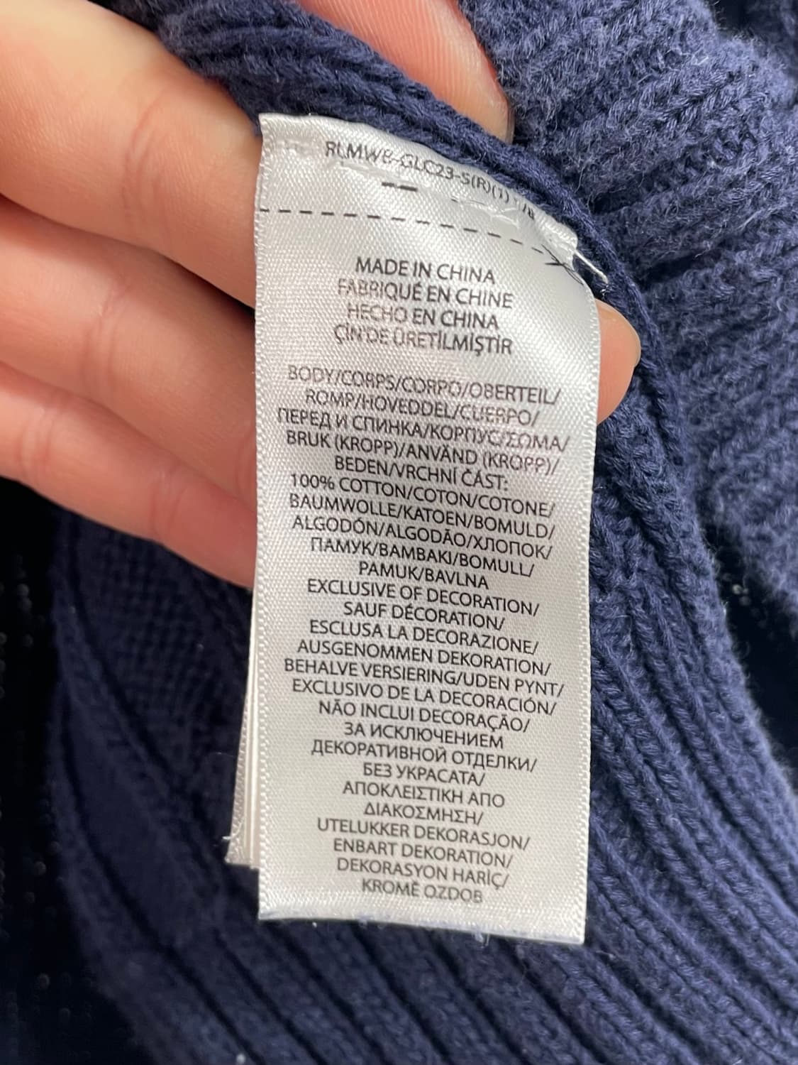 폴로 랄프로렌 우먼스 네이비 브이넥 케이블 니트 (on.184)   상품이미지5