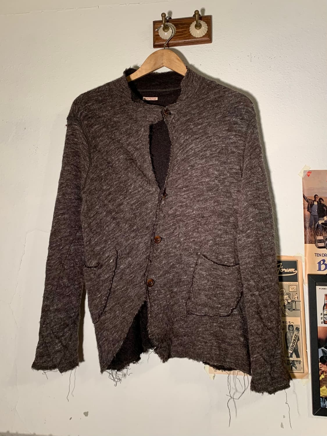 캐피탈 사이드 버튼 사선 가디건 상품이미지7