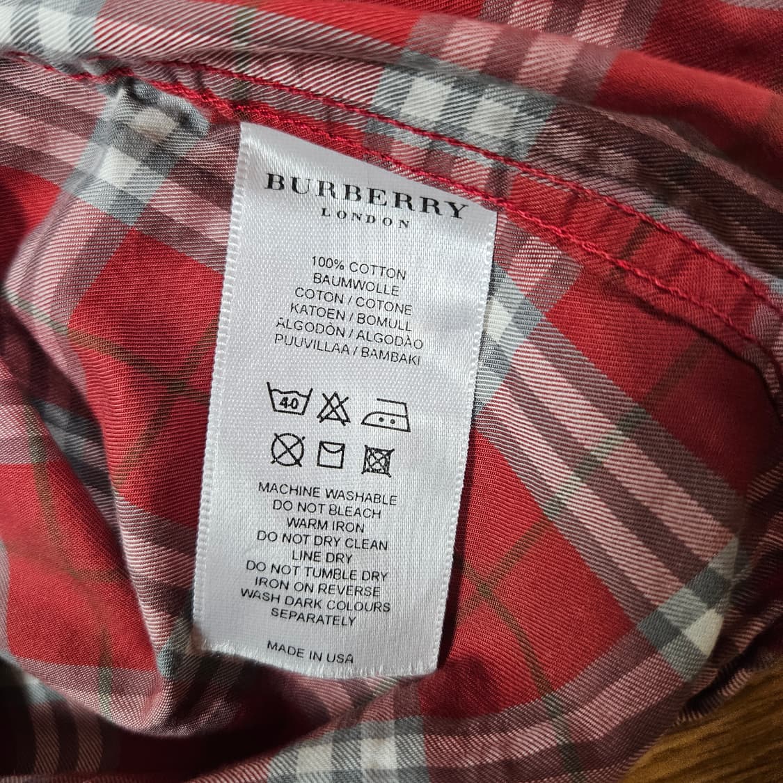 버버리 레드 셔츠 XL 상품이미지4