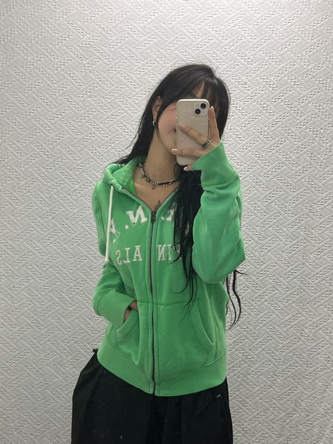 아베크롬비 올드스쿨 빈티지 Y2K 말차 기모 후드집업 M C06538 상품이미지1