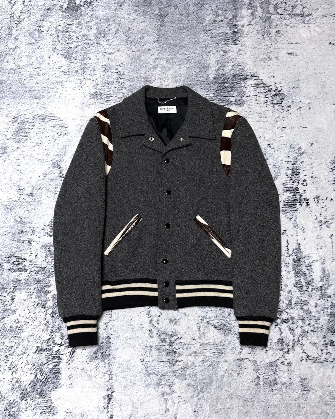 생로랑 14fw 지브라 테디 바시티 자켓 46 상품이미지1