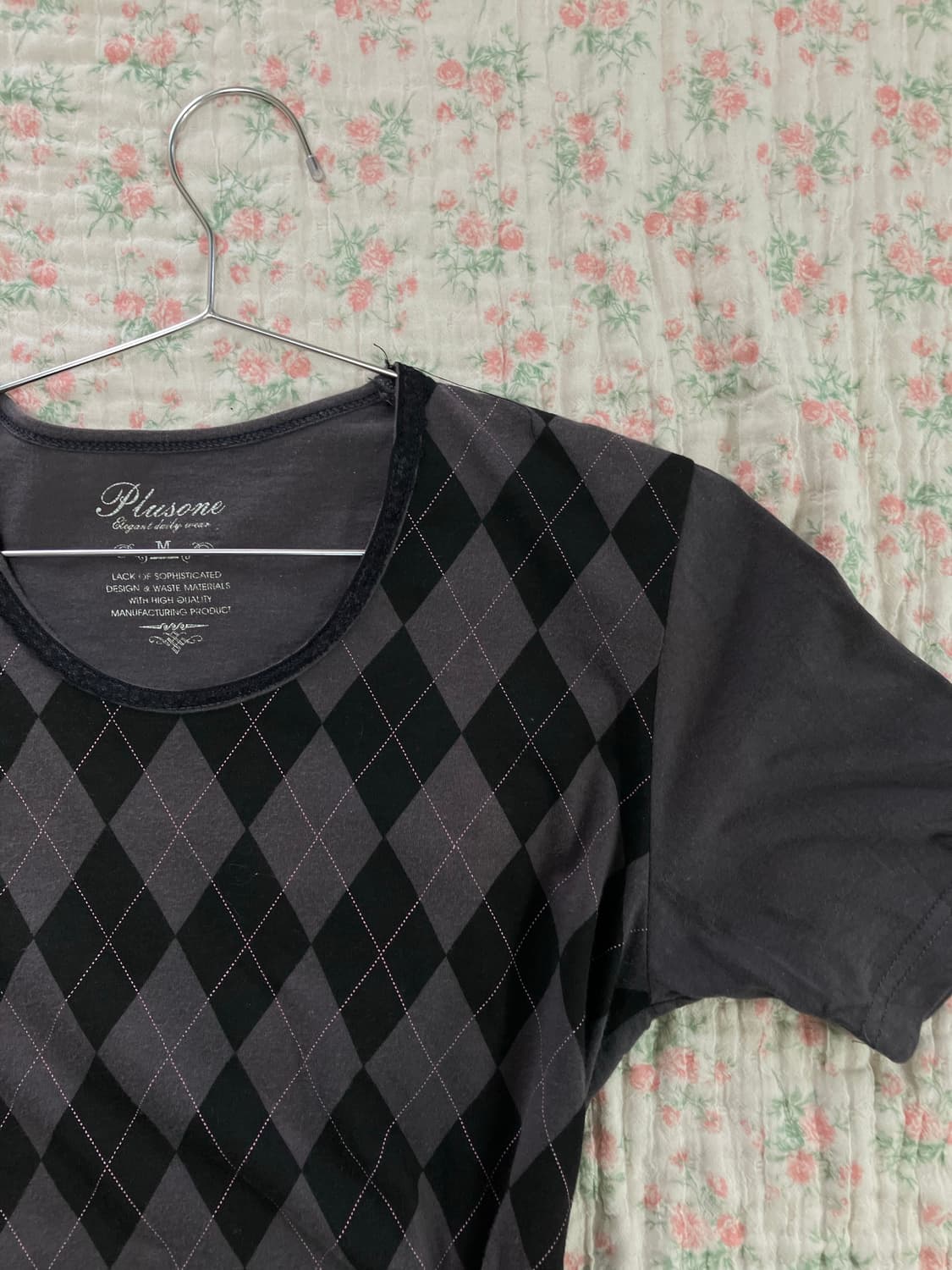 빈티지 레이스 아가일 반팔 1032 y2k 스트릿 갸루 펑키 일본빈티지  상품이미지2